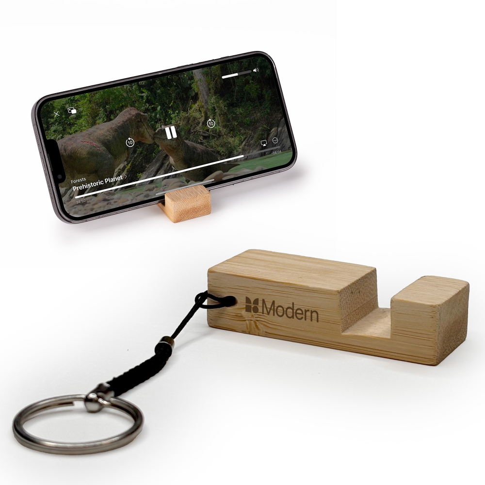 Bamboo Phone Stand Keyring